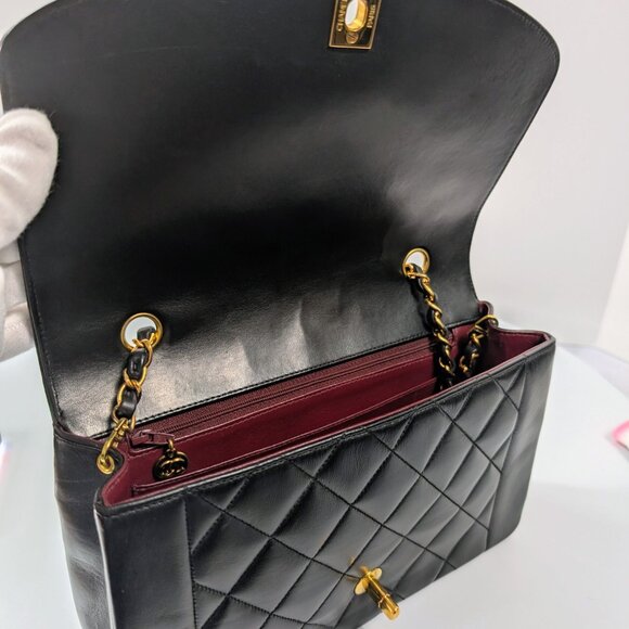 Chanel Vintage 3-Series Black Quilted Lambskin Diana Single Flap Bag - Picture 8 of 16